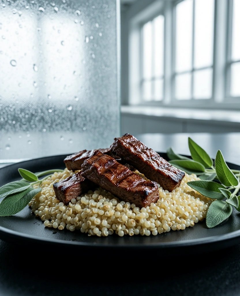 Rinderstreifen mit Quinoa
